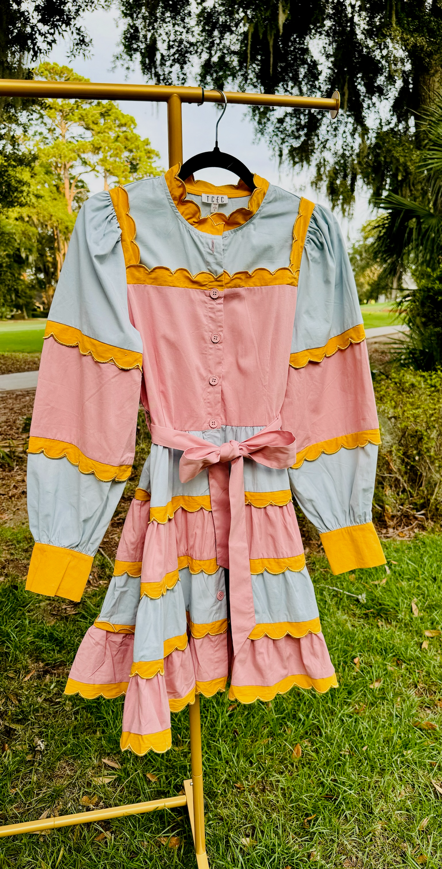 Multicolor Striped Scallop Dress